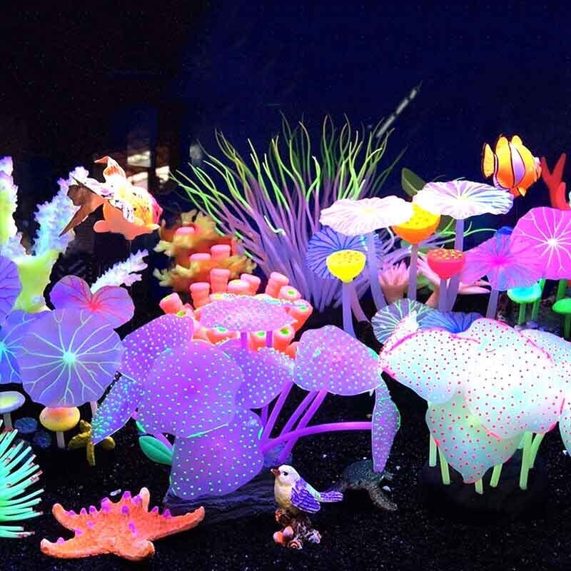 Aquarium Plant Design - Décoration d'aquarium sous-marine en silicone lumineux