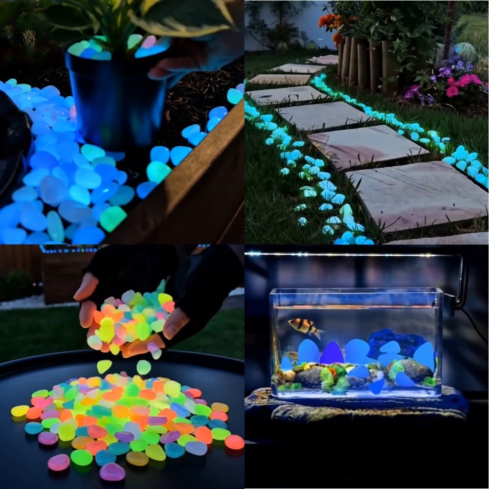 Aquarium Plants - Galets lumineux colorés qui brillent dans